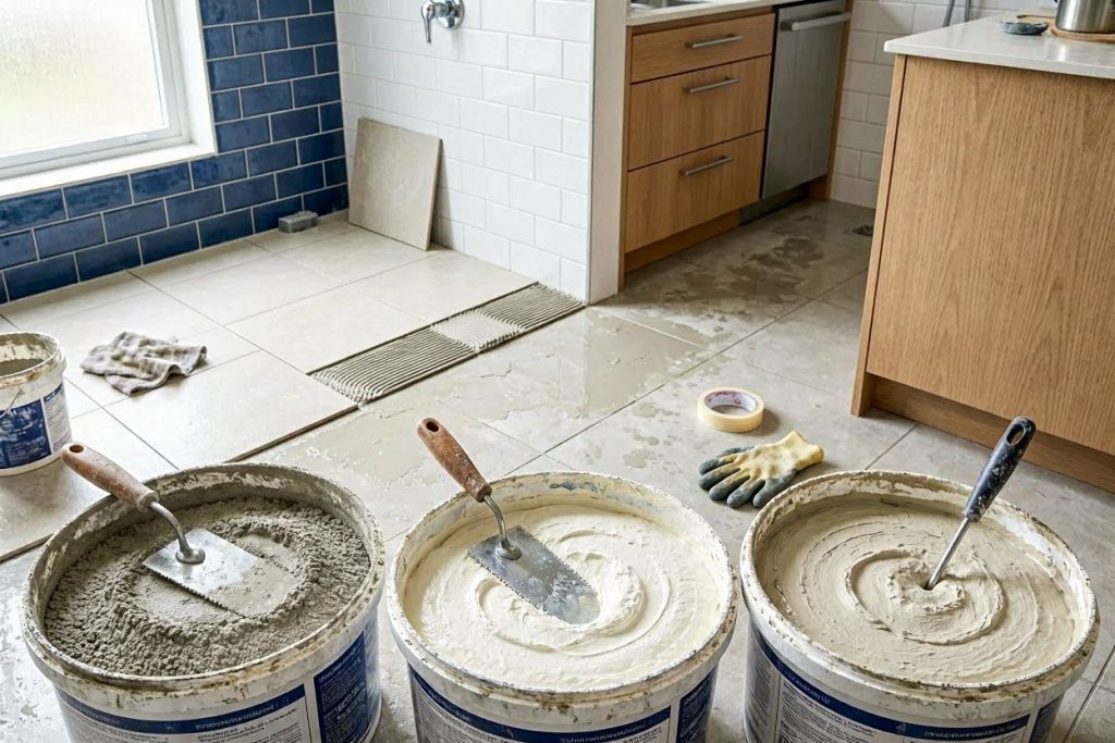 Fliesenkleber für Bad und Küche: Welche Unterschiede wichtig sind