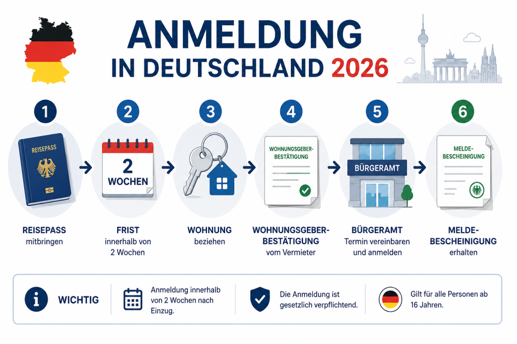 Anmeldung in Deutschland 2026: Fristen, Unterlagen und Ablauf