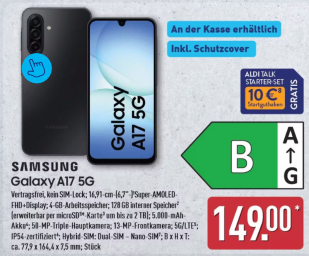 Samsung Galaxy A17 5G bei Aldi für 149 Euro: Lohnt sich das Angebot?