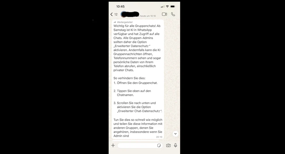 WhatsApp-Kettenbrief warnt vor mitlesender KI: Warum die Behauptungen so nicht stimmen