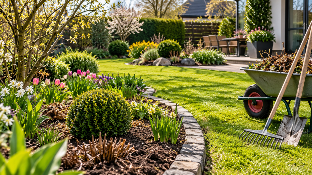 Gartenpflege im Frühling: Rasen, Pflanzen und Beetevorbereiten Gartenpflege im Frühling: Rasen, Pflanzen und Beetevorbereiten